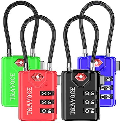 Suchalarm, TSA-genehmigt, Reise, Kombination, für Gepäck, Kabelschlösser für Koffer, Schließfach, Werkzeugkasten, Rucksack 1,2,4,6,10 Stück, Alle Farben, 1.4*0.72*3.54 in