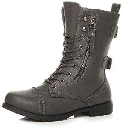 AJVANI low heel flat zip lace up military army combat classic ankle boots size 4 37
