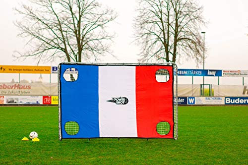 Fußballtor 3 x 2m aus Stahl von POWERSHOT®, Mit Klicksystem und Zubehör - Torwand wählbar (Mit Torwand Frankreich)