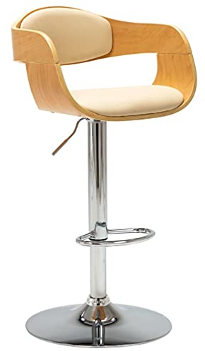 vidaXL Barstuhl Barhocker Küchenhocker Tresenstuhl Creme Bugholz und Kunstleder