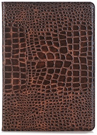 iPad 9th 8th 7th Gen 10.2 inch Case for Women, iPad Air 3rd/iPad Pro 10.5 inch Case, DMaos Crocodile Synthetic Leather Stand Folio Smart Cover - Brown