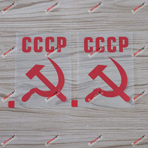 (2) 10,2 cm CCCP Sowjetunion Autoaufkleber Sticker, Rot, Vinyl, Hammer & Sichel, UdSSR