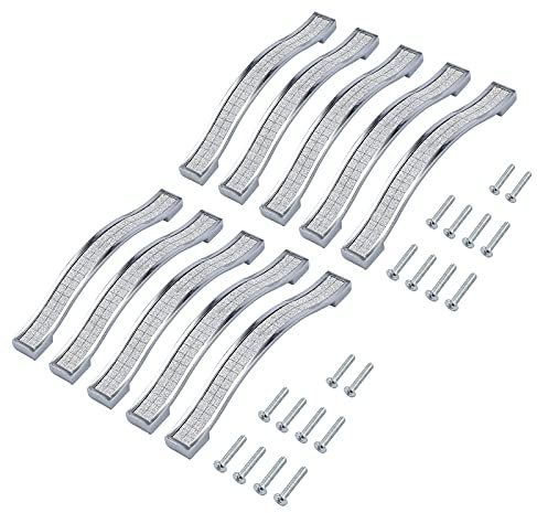 EYPINS Zinc Alloy Crystal Cabinet Handles, Modern Diamond Drawer Knobs for Kitchen Cupboard Wardrobe 128mm 10 Pack