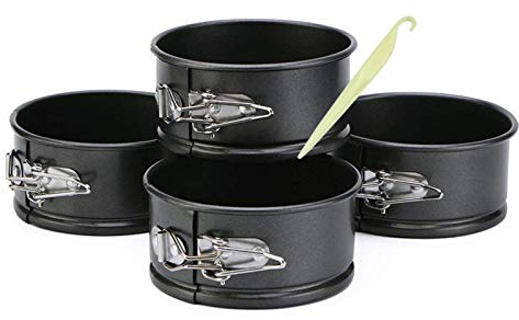 CANDeal 4 Pcs 4 Inch Springform Pans Mini Springform Pan Small Leakproof Round Cake Pans Mini Cheesecake Pans with Removable Bottom Nonstick Baking Cake Mold for Mini Cheesecakes Pizzas Quiches
