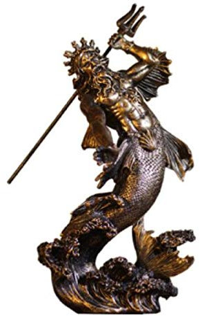LISAQ Griechische mythologische Krieger Handwerk Figur Skulptur Gott des Meeres Poseidon Home Hochwertige Dekorationsprodukte Figur Statue