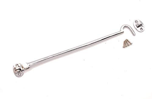 Infinity Decor 12 (300mm) Polished Chrome Heavy Duty Brass Cabin Hook & Eye Silent Catch/Latch/Holder/Back Gate/Shed/Patio Door