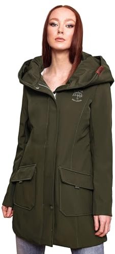 MARIKOO Damen Softshell Jacke Winterjacke wasserabweisend Outdoor lang B856