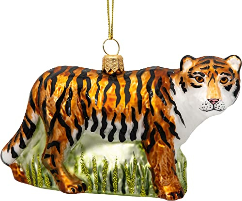 SIKORA Tiger besondere Weihnachtskugel Glas Christbaumschmuck Deko Figur Weihnachten Anhänger Ornament - Meisterstücke - BS742