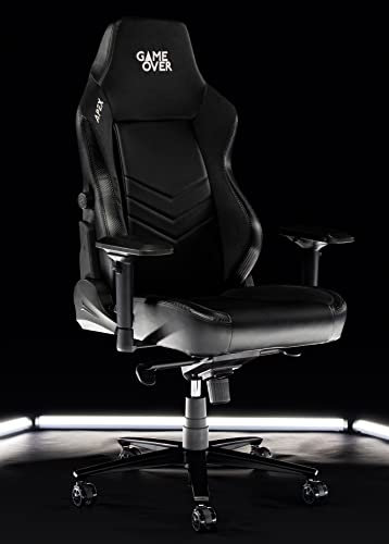 Apex Gaming Desk Adult Chair | Ergonomic Computer Desktop Seating | PU Leather Cover | Foam Padding | 4D Adjustable Arm Rests and Height | Rocking Gamer Seat | Built in Lumbar Support (Black)