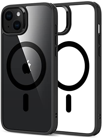 ESR Cover Magnetica per iPhone 14/ iPhone 13, Compatibile con MagSafe, Custodia Trasparente con HaloLock, Protezione antiurto di livello militare, Retro resistente ai graffi, Nero trasparente