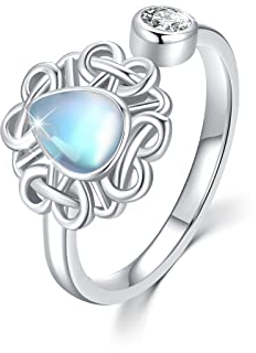 Keltischer Knoten Ring 925 Sterling Silber Mondstein Ring keltischer verstellbarer Ring keltischer Schmuck Frauen Freundin Mutter Mädchen Geschenk