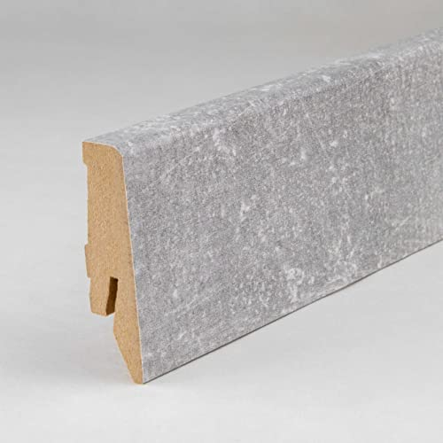 PROVISTON | Sockelleisten | Klassisches Profil | 18 x 58 x 2500 mm | MDF Foliert | Granit | Moderne Fußleiste | 1 Stück