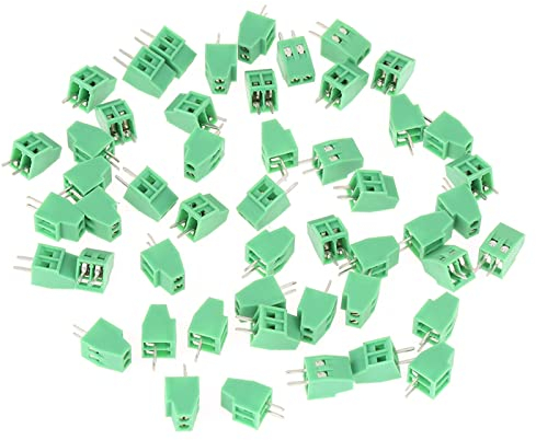 Schraubklemmen für Leiterplattenmontage 50 Stück/Set Klemmen Schraubklemmen Block 2-polig 2,54 mm Rastermaß Grün PCB Universal-Schraubklemmenblock-Anschluss-Kit
