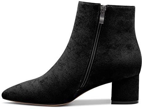 Castamere Donna Chunky Blocco Basso Gattini Tacco Heel Chiusa a Punta Stivaletti Slip-on Cerniera Ufficio Classico Dress Stivali Nero Scamosciato 35 EU