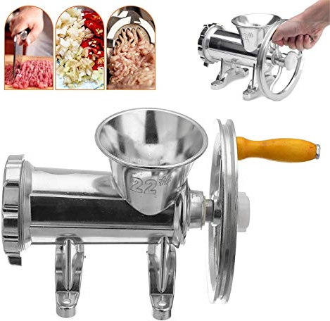 Manueller Fleischwolf Kurbel Manueller Fleischwolf Wurst Nudelmaschine Nudelgerichte Herstellung Fleischwolf Chopper Hausmannskost Werkzeuge Küche Fleischwölfe (Color : Silver Size : 23.5x17.5cm)