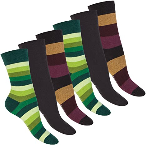 Footstar 6 Paar Damen Herren Ringel Socken Strümpfe mit Streifen
