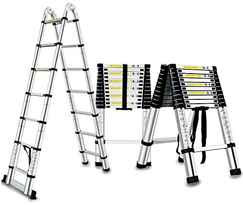 KEppd Aluminum Telescopic Ladder A Frame MultiPurpose Extendable Ladder 6.2m Maximum Loading 150kg Easy to Store and Easy to Carry (Size : MultiFunction 2.8+2.8=5.6m)