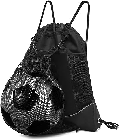 Fußballtasche für Jugendliche Sportbeutel mit Kordelzug Basketball Tasche große Kapazität Rucksack Basketball Volleyball Baseball Verstauen Sportbeutel Kinder Jungen mit 2x Sport Armband(Schwarz)