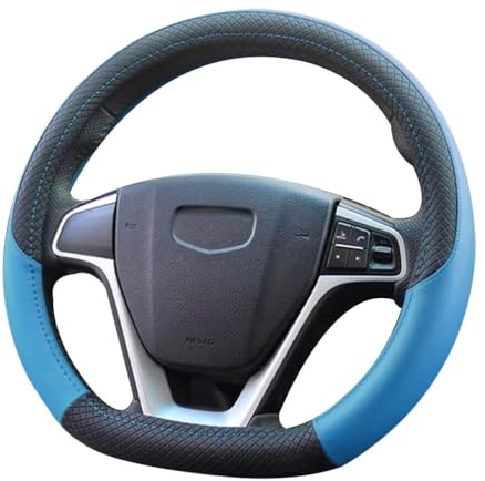 Pahajim Lenkradbezug Leder 37-38cm Lenkradhülle D Form Anti Rutsch Flachem Boden Lenkradschoner Atmungsaktiver Lenkradschutz Geeignet für Auto/Jeep/SUV