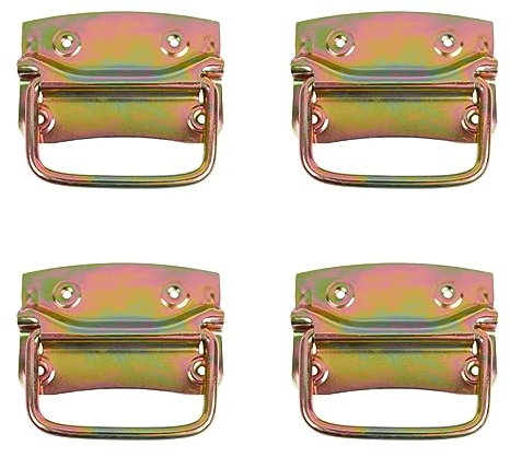PRIOstahl Kistengriff mit Arretierung Klappgriff Griff Truhengriff Möbelgriff x 4 Stück Ausführung: Gelb Verzinkt 120 x 80 mm inkl. Befestigungsschrauben für Boxen Truhen
