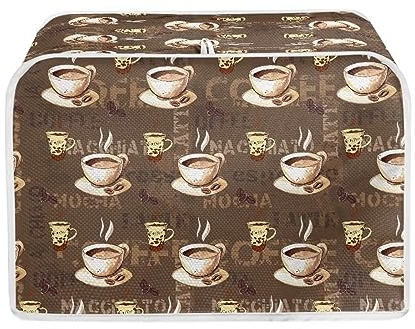 DISNIMO Coffee Design 4 Slice Toaster Dust Covers Long Slot Decorative Lotus Print Kitchen Bread Maker Covers Stain Resistant Appliance Cover