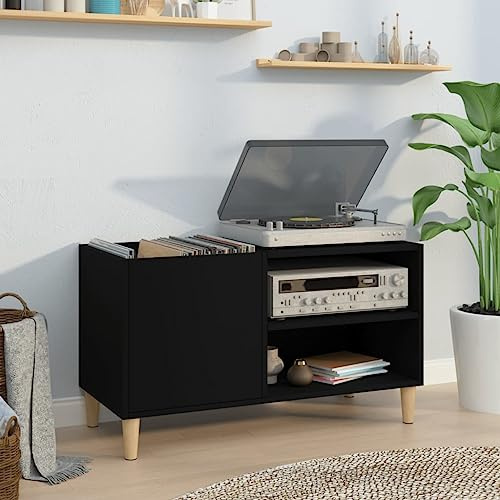 Festnight Porta Dischi Vinile, Armadietto Porta CD, Libreria per Soggiorno, Mobile da Ingresso, in Legno Multistrato Nero 84,5x38x48 cm