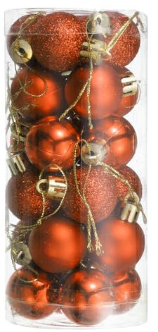 sourcing map 24 Stück Weihnachtskugeln, 28mmx41mm Christbaumkugeln Weihnachtsdeko Christbaumschmuck für Adventskalender Weihnachts Deko - Orange