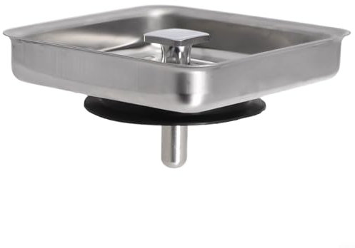HpLive 1 escurridor cuadrado para fregadero, colador de fregadero de acero inoxidable, escurridor de fregadero de cocina, tapón de residuos para oficina en casa