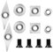 8Pcs Tungsten Carbide Cutters Inserts Set for Wood Lathe Turning Tools, (11mm Square + 12mm Round + 8.9mm Round + 30x10mm Diamond) with 4 Screws