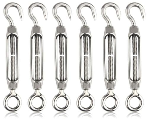 ZAMXHUG tenditore Cavo Acciaio - 6 PCS Tenditore con Gancio e Occhiello,tiranti per Filo stendibiancheria, in Acciaio Inox 304, per tendere Corde e Cavi, M4 Turnbuckle Gancio e Occhio