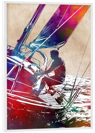 artboxONE Poster mit weiem Rahmen 18x13 cm Sport Yacht-Rennboote T - Bild Yacht Boote malerei