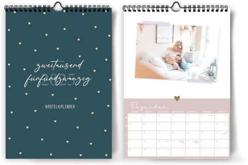 Fotokalender 2025 zum selber gestalten I DIY Bastelkalender DIN A4 I Hochwertiger Wand-Kreativ-Kalender 2024 zum Selbstgestalten I Foto Bilder einkleben