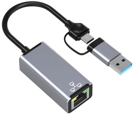 JZK Adaptateur USB Ethernet USB 3.0 vers RJ45 1000 Mbit/s, adaptateur réseau Gigabit LAN, compatible avec MacBook, PC, Surface, Mac, Vista, Linux, Chromebook, Windows 7/8/10/11, XP et plus encore