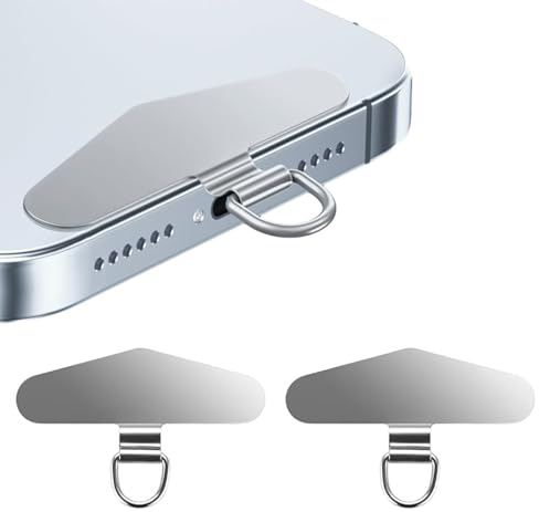 NATOSU 2 cadenas para teléfono móvil, almohadillas universales de acero inoxidable, parche multifuncional para teléfono móvil, cadena universal para teléfono móvil, parche para la mayoría de teléfonos