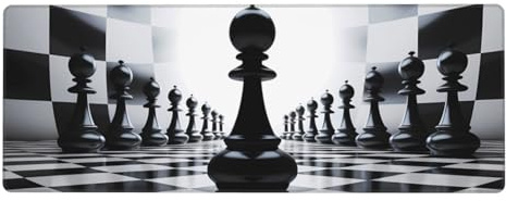 YYHHAOFA Tapis de souris surdimensionné en caoutchouc - 80 x 30 cm - Convient pour le bureau, les jeux et l'étude - Imprimé damier noir et blanc