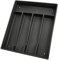 Husalsea Plástico Organizador Cubiertos, 5 Compartimentos Cuberteros Para Cajon Cocina, Organizador Cubiertos Para Cajon, Organizador Cocina, Fácil de Guardar Cubertero (Negro)