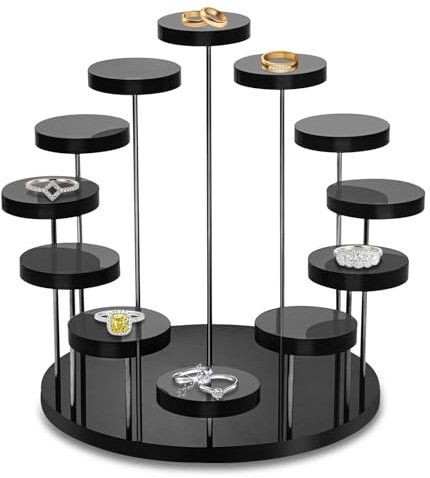 GZkushi 1 Stück Parfüm Ständer, Acryl Display, Regal Ständer für Präsentation Anime-Figuren Kosmetik Kunsthandwerk Schmuckständer Dessert (Schwarz Runder)