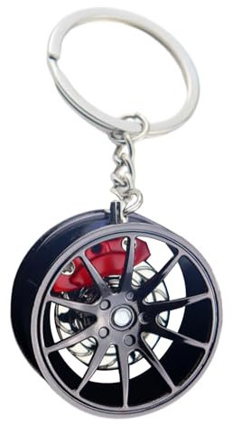 Porte-clés de moyeu de roue | Porte-clés en alliage de zinc d'inspiration automobile | Porte-clés de jante de voiture en métal | Accessoire de pièce automobile élégant | Porte-clés polyvalent pour sac