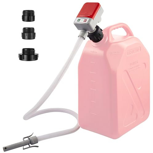 Shkalacar Pompa travaso gasolio, Pompa trasferimento Carburante Automatica Portatile alimentata a Batteria con Funzione di Arresto Automatico, Tubo Flessibile, 3 adattatori per Acqua Benzina Diesel