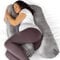 Aamira Dark Grey Pregnancy Pillow, 130x75x20cm U Shaped Shredded Memory Foam Maternity Pillow, Full Body Support Pregnancy Pillows for Sleeping, Machine Washable & Removable Velvet Cover