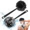 Loofah avec manche & brosse de douche charbon 2 pièces - Idéale pour l’exfoliation, loofah pour le dos avec brosse de bain, long manche pour brosse de douche pour le dos