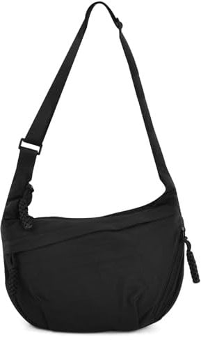 Amexo Crossbody Bag Damen Halbmond Umhängetasche Casual Schultertasche Moon Bag Hobo Tasche Halbmond Tasche mit Verstellbarer Schultergurt Dumpling Stylische Umhängetasche für Reisen Alltag (Schwarz)