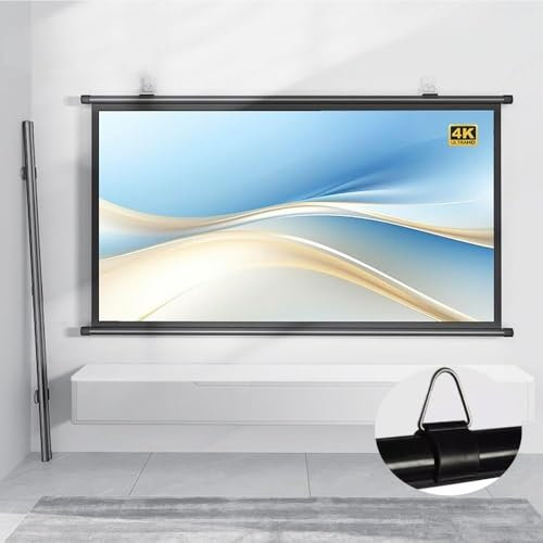 KPEGAXS Projection Screen Small 30 Inch Projector Screen Pull Down, Portable 4K HD Movie Screen For Home Theater, Easy To Roll Up(30inch(4:3))