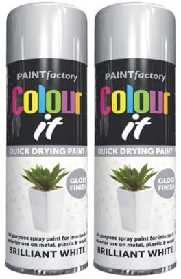 MIXEL Brilliant White Gloss Spray Paint, Quick-Drying Formula, Long-Lasting Protection, DIY Projects, Ideal For Wood, Metal, Plastic, Interior And Exterior Use, 250ml, (2 Pcs)