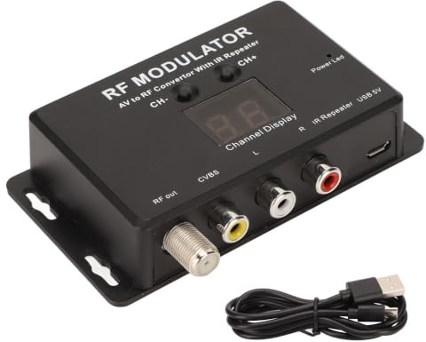 CHEOTIME TV Link Modulator, AV to RF Converter for Set Top Box DVR DVD | RF Modulator Coaxial Adapter, Support PAL NTSC 21 Channel, with USB Charge Cable, Mini Modulator for Set Top Box