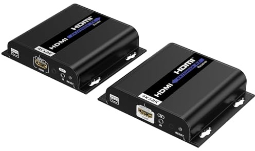 Techly 621369 HDMI Over IP Extender mit Poe IR 4K UHD über Cat.6-Kabel bis zu 120m schwarz