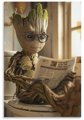 FDBEKPJY Ich Bin Groot Poster Auf Der Toilette Leinwand Poster Schlafzimmer Dekor Landschaft Büro Zimmer Dekor Geschenk 30 x 45 cm