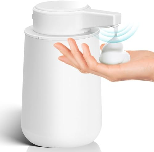 Phneems Seifenspender Automatisch Schaumseifenspender Elektrischer Seifenspender mit Sensor 250ml Soap Dispenser Automatic USB-Aufladung IPX5 Waterproof FüR Bad Küche Weiß