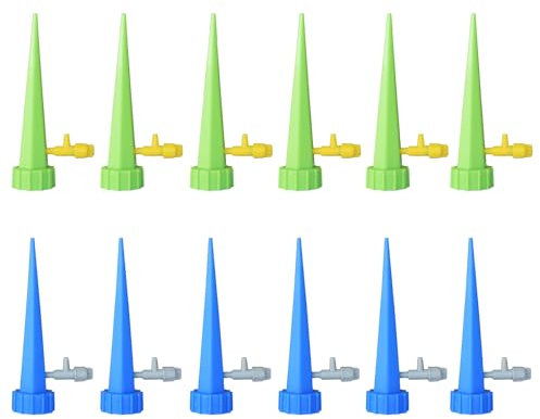 12pcs watering spikes,self watering plant spikes Adjustable Plant Watering Devices with Slow Release Control Valve Switch Bottle Drip Irrigation System Waterer Tool for Garden Plants Indoor & Outdoor