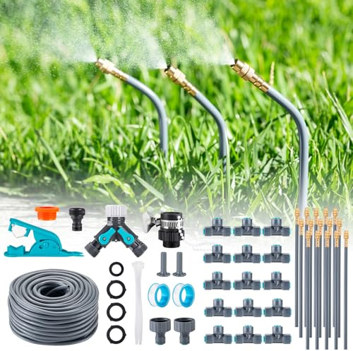 Système d'irrigation automatique de jardin à 360° - Avec contrôle précis du débit - Système d'arrosage - Système de refroidissement pour serre, parterre surélevé, terrasse, plantes en pot de balcon